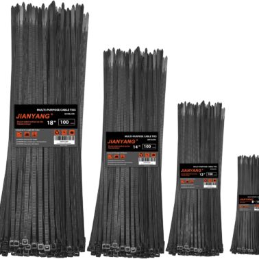 Zip Ties Assorted Size,8+12+14+18 Inch Double Sided Toothed,100 LBS Tensile Strength Heavy Duty Cable Wire Ties With Self-Locking Adjustable More Durable Nylon Tie Wraps for Indoor Outdoor（400 Pack）