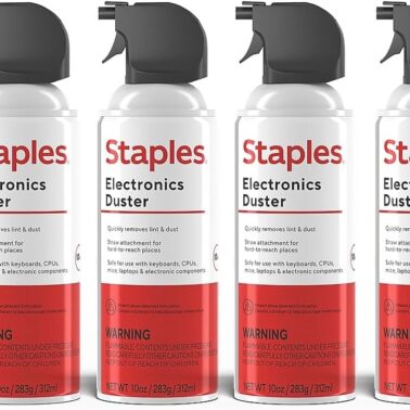 Staples Compressed Air Dusters, 10 oz. Cans, Electronics & Office, 4-Pack